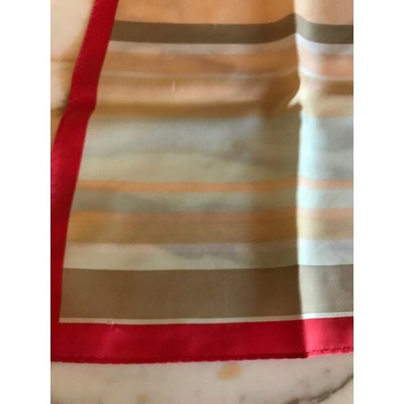 Eddie Bauer Womens Square Striped Silk Scarf Pink Beige Neutral - Picture 4 of 7